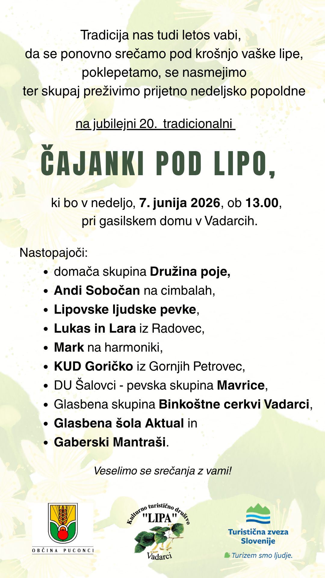 Vabilo - Čajanka pod lipo